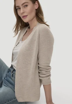 hessnatur Strick Jacke Regular aus reiner Bio-Baumwolle von taupe Hot