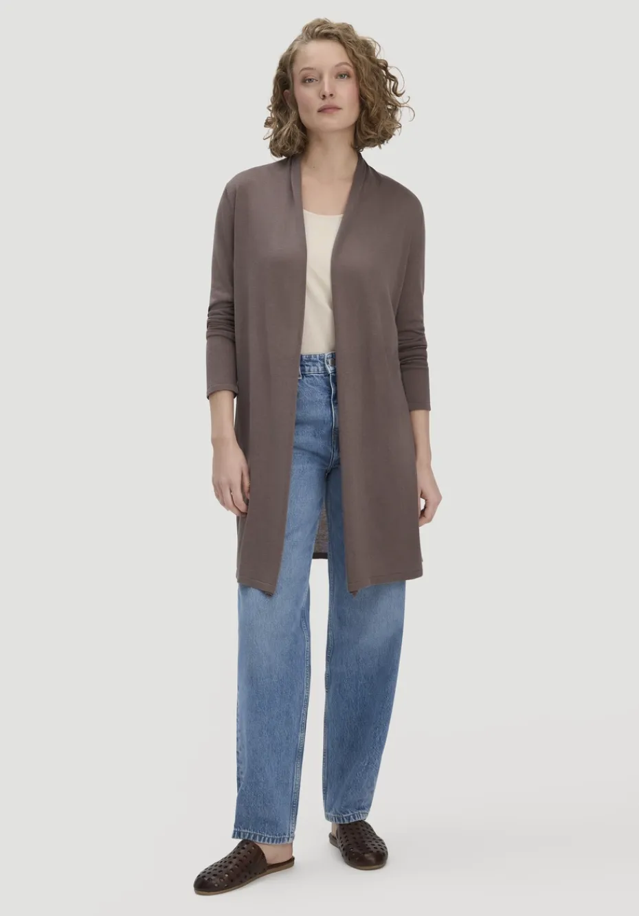 hessnatur Strick Jacke Regular aus TENCEL™ Lyocell und Bio-Baumwolle von mocca Clearance