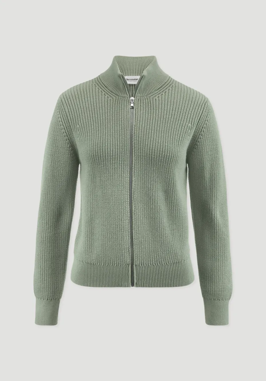 hessnatur Strick Jacke Regular aus reiner Bio-Baumwolle von mattgrün Sale