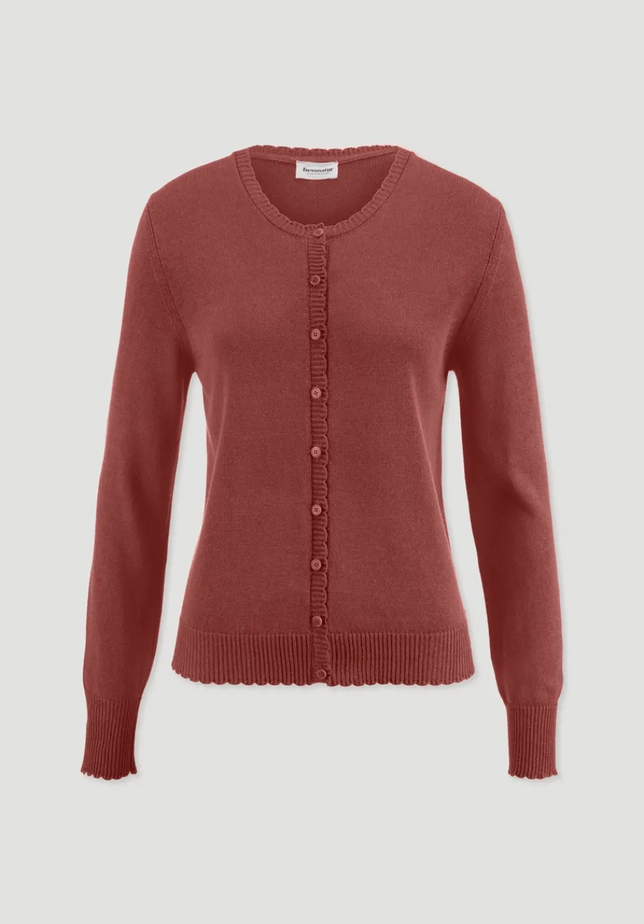 hessnatur Strick Jacke Regular aus Leinen mit Bio-Baumwolle und LENZING™ ECOVERO von terrakotta Outlet