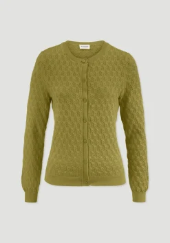 hessnatur Strick Jacke Regular aus Bio-Baumwolle mit Merinowolle von sommermoos