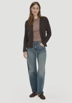 hessnatur Strick Jacke Regular aus reiner Bio-Baumwolle von kakao braun Clearance