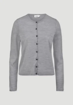 hessnatur Strick Jacke Regular aus reiner Bio-Merinowolle von hellgrau Outlet