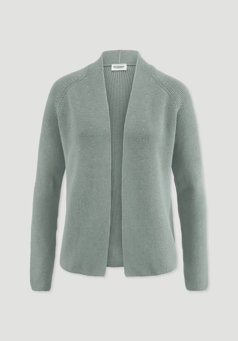 hessnatur Strick Jacke Regular aus reiner Bio-Baumwolle von mattgrün Best