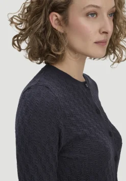 hessnatur Strick Jacke Regular aus Bio-Baumwolle mit Merinowolle von marine Sale