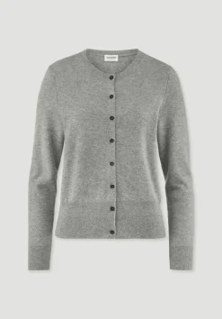 hessnatur Strick Jacke Regular BETTER RECYCLING aus reinem Cashmere von hellgrau New