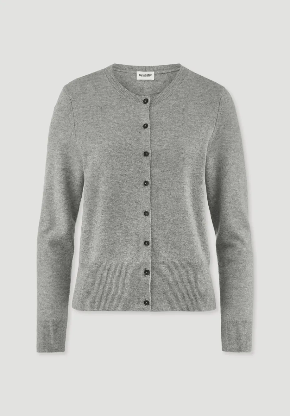hessnatur Strick Jacke Regular BETTER RECYCLING aus reinem Cashmere von hellgrau New
