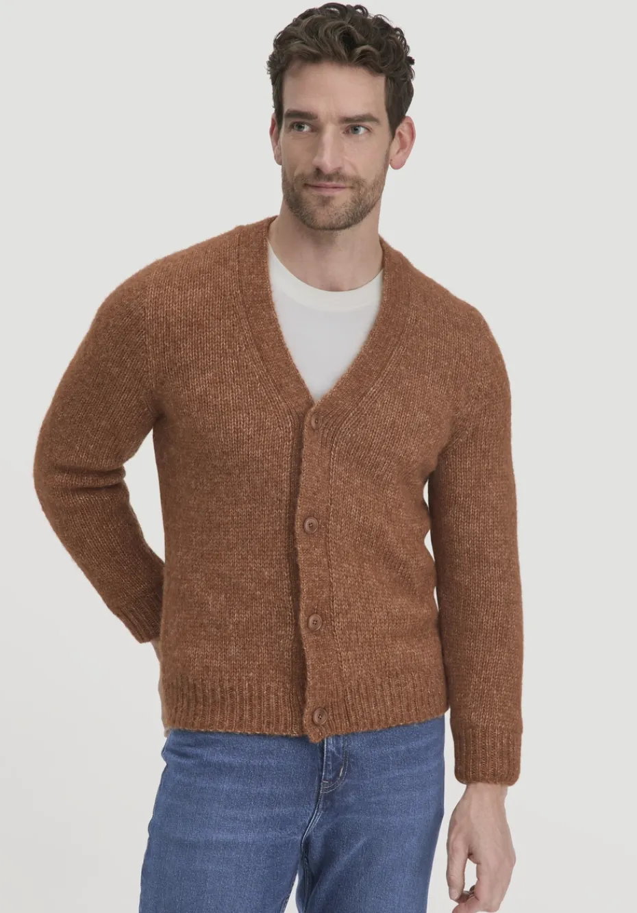 hessnatur Strick Jacke Relaxed aus Alpaka mit Bio-Baumwolle von cognac Sale