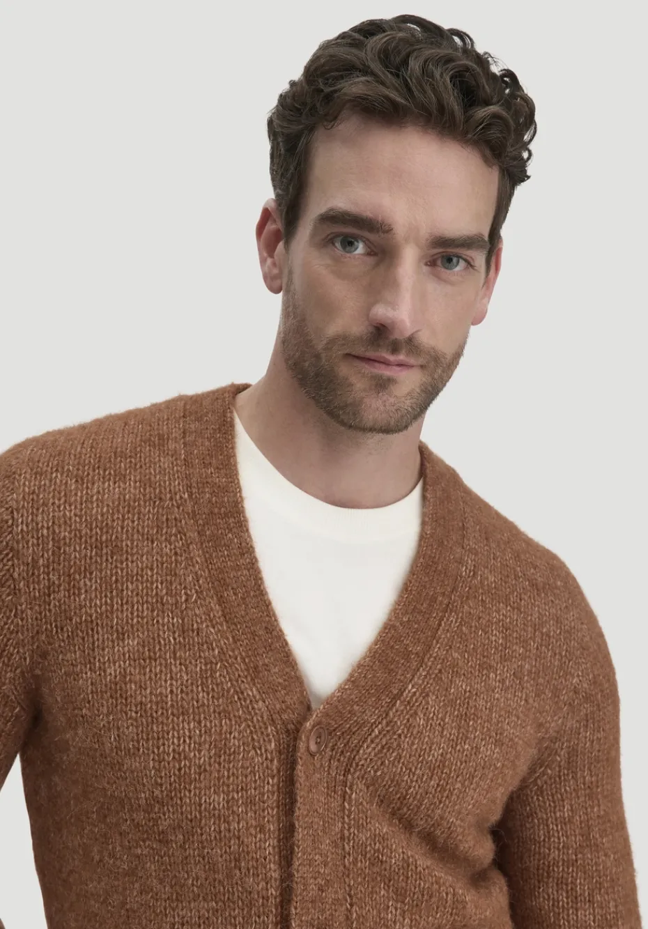 hessnatur Strick Jacke Relaxed aus Alpaka mit Bio-Baumwolle von cognac Sale