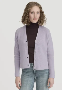 hessnatur Strick Jacke Relaxed aus reiner Bio-Baumwolle von pastell lavendel