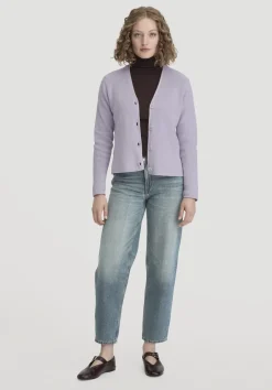 hessnatur Strick Jacke Relaxed aus reiner Bio-Baumwolle von pastell lavendel