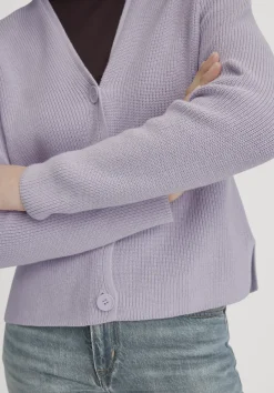 hessnatur Strick Jacke Relaxed aus reiner Bio-Baumwolle von pastell lavendel
