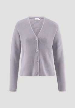 hessnatur Strick Jacke Relaxed aus reiner Bio-Baumwolle von pastell lavendel