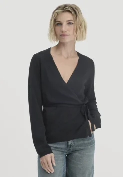 hessnatur Strick Jacke Relaxed aus Bio-Merinowolle mit Cashmere von schwarz Clearance