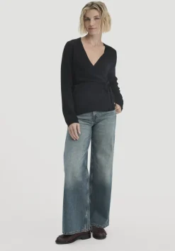 hessnatur Strick Jacke Relaxed aus Bio-Merinowolle mit Cashmere von schwarz Clearance