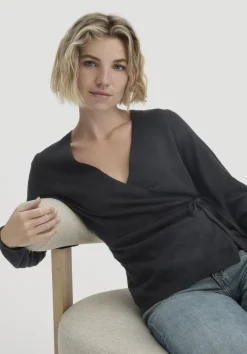 hessnatur Strick Jacke Relaxed aus Bio-Merinowolle mit Cashmere von schwarz Clearance