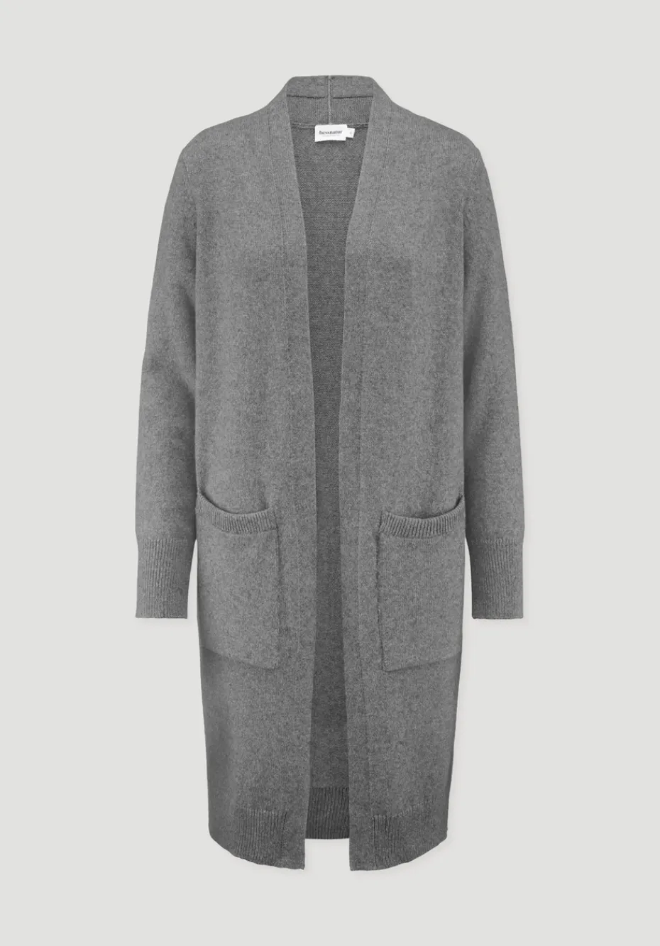 hessnatur Strick Jacke Relaxed aus Bio-Merinowolle mit Bio-Baumwolle von grau New