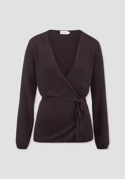 hessnatur Strick Jacke Relaxed aus Bio-Merinowolle mit Cashmere von schwarzbeere Outlet