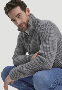 hessnatur Strick Jacke Relaxed BETTER RECYCLING aus reiner Bio-Merinowolle von grau Best