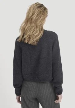 hessnatur Strick Jacke Relaxed Cropped aus Bio-Merinowolle mit Bio-Baumwolle von anthrazit Best