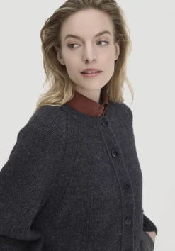 hessnatur Strick Jacke Relaxed Cropped aus Bio-Merinowolle mit Bio-Baumwolle von anthrazit Best