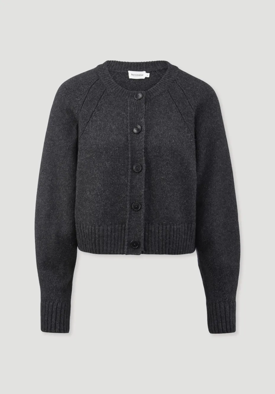 hessnatur Strick Jacke Relaxed Cropped aus Bio-Merinowolle mit Bio-Baumwolle von anthrazit Best