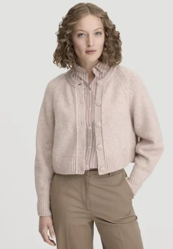 hessnatur Strick Jacke Relaxed Cropped aus Bio-Merinowolle mit Bio-Baumwolle von rosé Discount