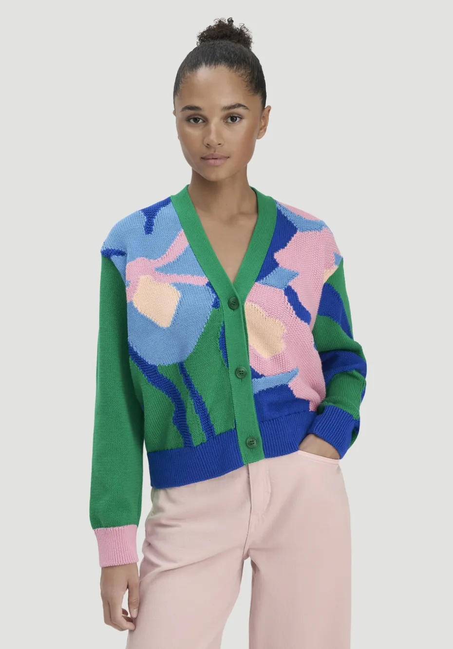 hessnatur Strick Jacke Relaxed LIV LEE aus reiner Bio-Baumwolle von seegrün Outlet
