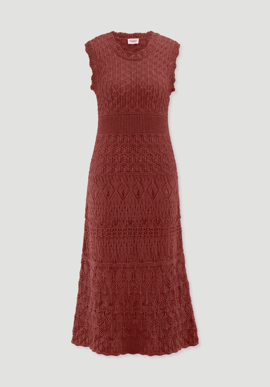 hessnatur Strick Kleid Midi aus reiner Bio-Baumwolle von terrakotta New