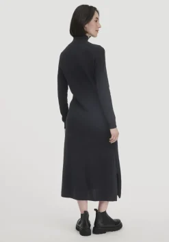 hessnatur Strick Kleid Regular aus Bio-Merinowolle mit Cashmere von schwarz Hot