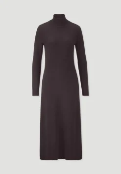 hessnatur Strick Kleid Regular aus Bio-Merinowolle mit Cashmere von schwarzbeere Clearance