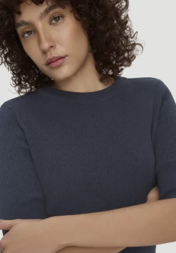 hessnatur Strick Kleid Regular aus Bio-Baumwolle und Wolle von marine Sale