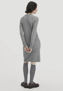 hessnatur Strick Kleid Regular aus Bio-Merinowolle mit Cashmere von grau Clearance