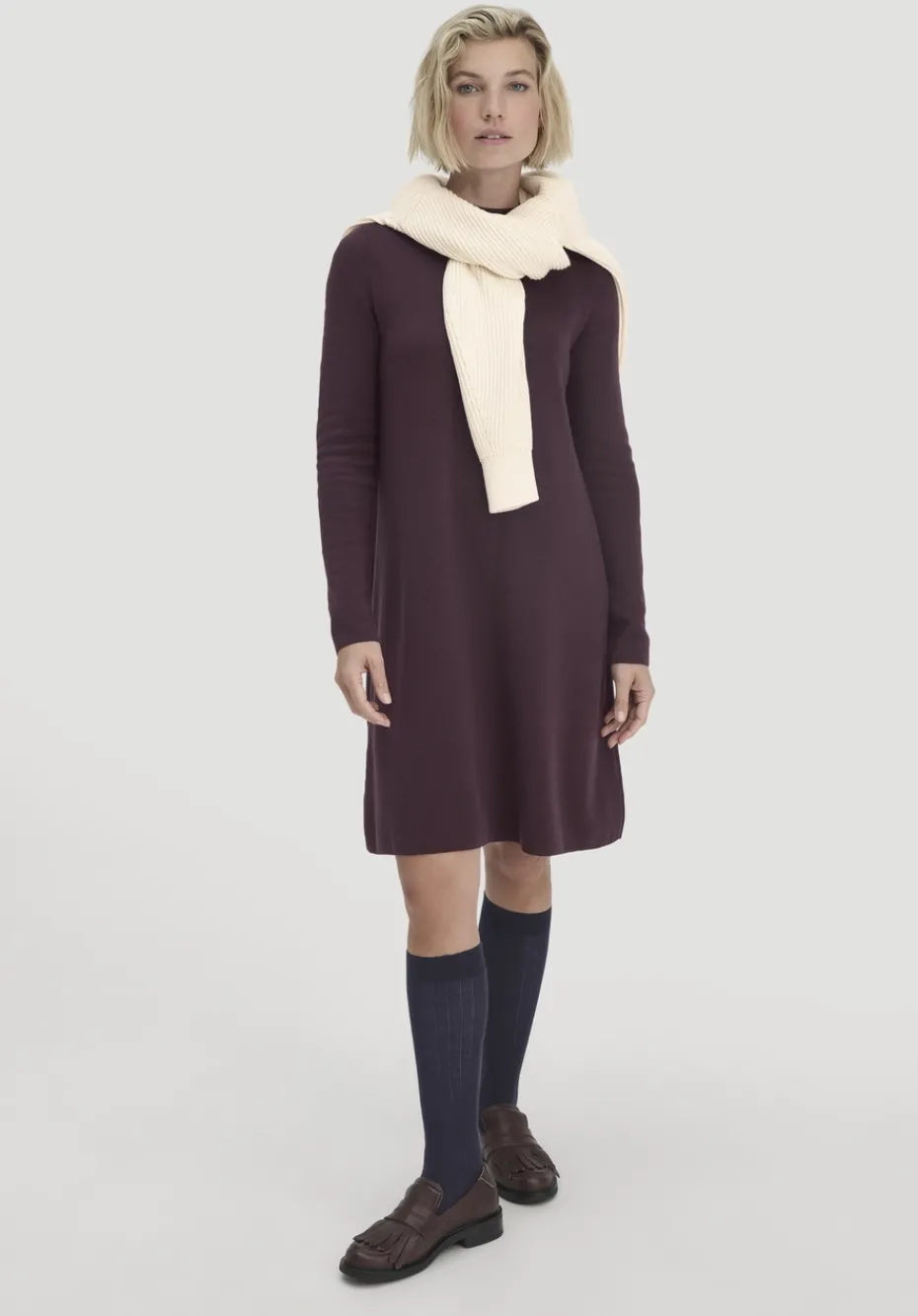 hessnatur Strick Kleid Relaxed aus TENCEL™ Lyocell mit Bio-Baumwolle von schwarzbeere Clearance