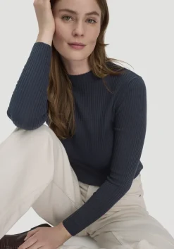 hessnatur Strick Pullover Fitted aus TENCEL™ Lyocell mit Bio-Baumwolle von marine Discount