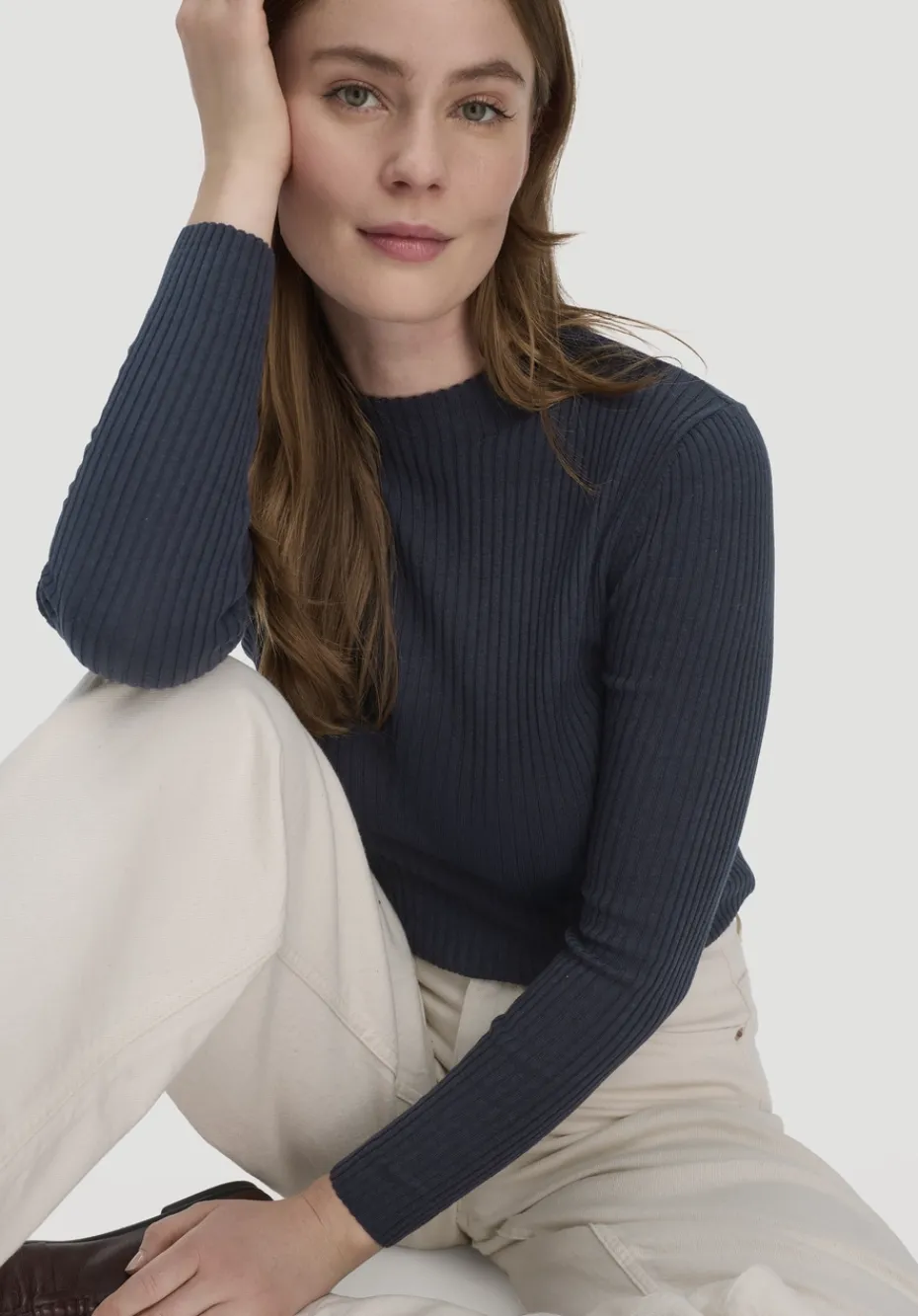 hessnatur Strick Pullover Fitted aus TENCEL™ Lyocell mit Bio-Baumwolle von marine Discount