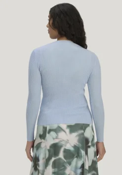 hessnatur Strick Pullover Fitted aus TENCEL™ Lyocell mit Bio-Baumwolle von perlblau