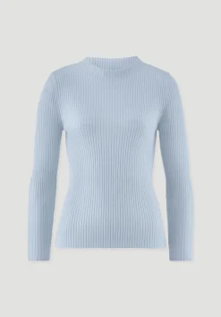 hessnatur Strick Pullover Fitted aus TENCEL™ Lyocell mit Bio-Baumwolle von perlblau