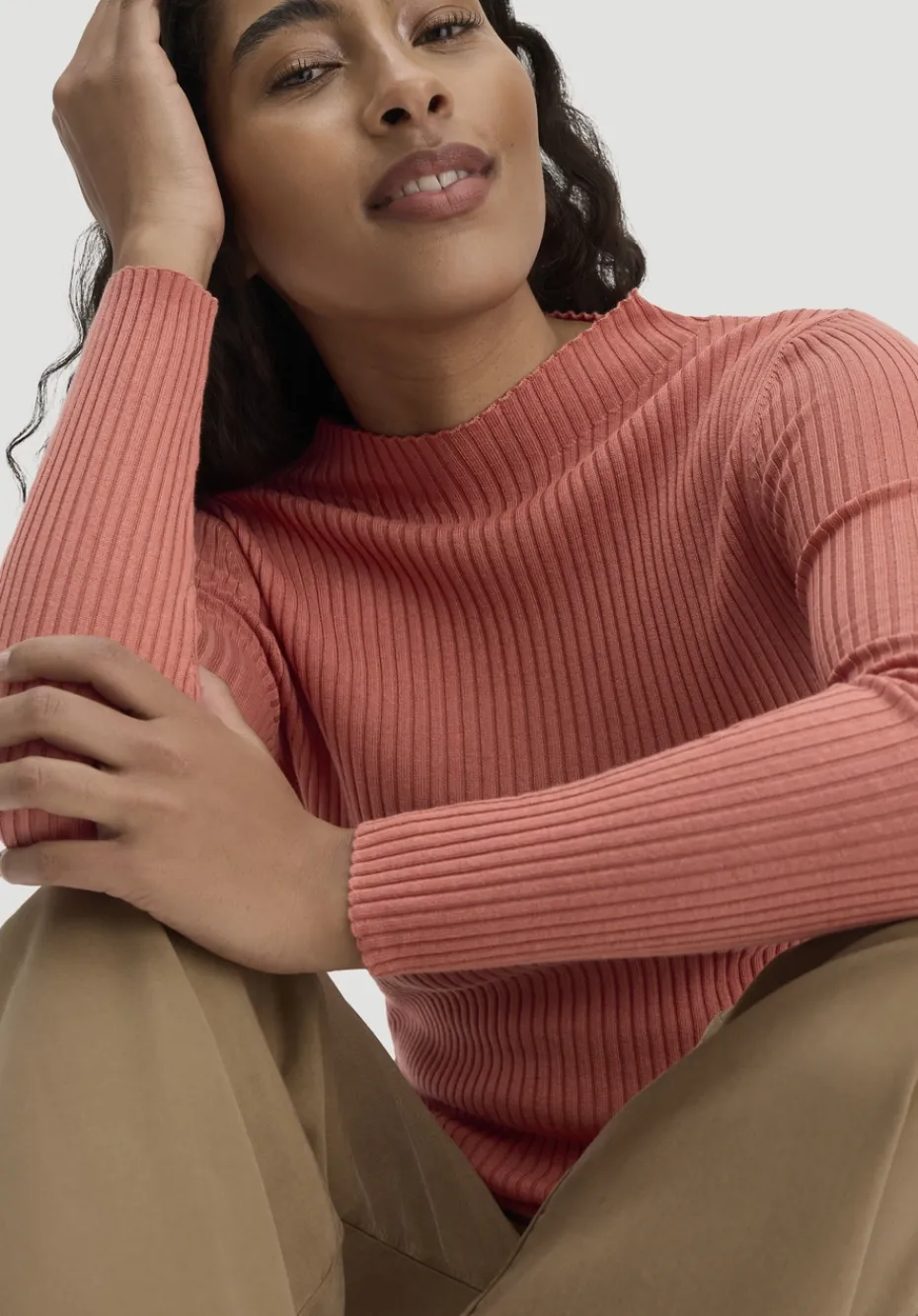 hessnatur Strick Pullover Fitted aus TENCEL™ Lyocell mit Bio-Baumwolle von pfirsichrot Best