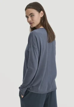 hessnatur Strick Pullover Oversize aus TENCEL™ Lyocell mit Bio-Baumwolle von schieferblau