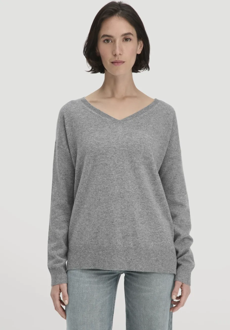 hessnatur Strick Pullover Oversized aus Bio-Merinowolle mit Cashmere von grau Outlet