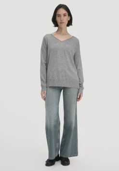 hessnatur Strick Pullover Oversized aus Bio-Merinowolle mit Cashmere von grau Outlet