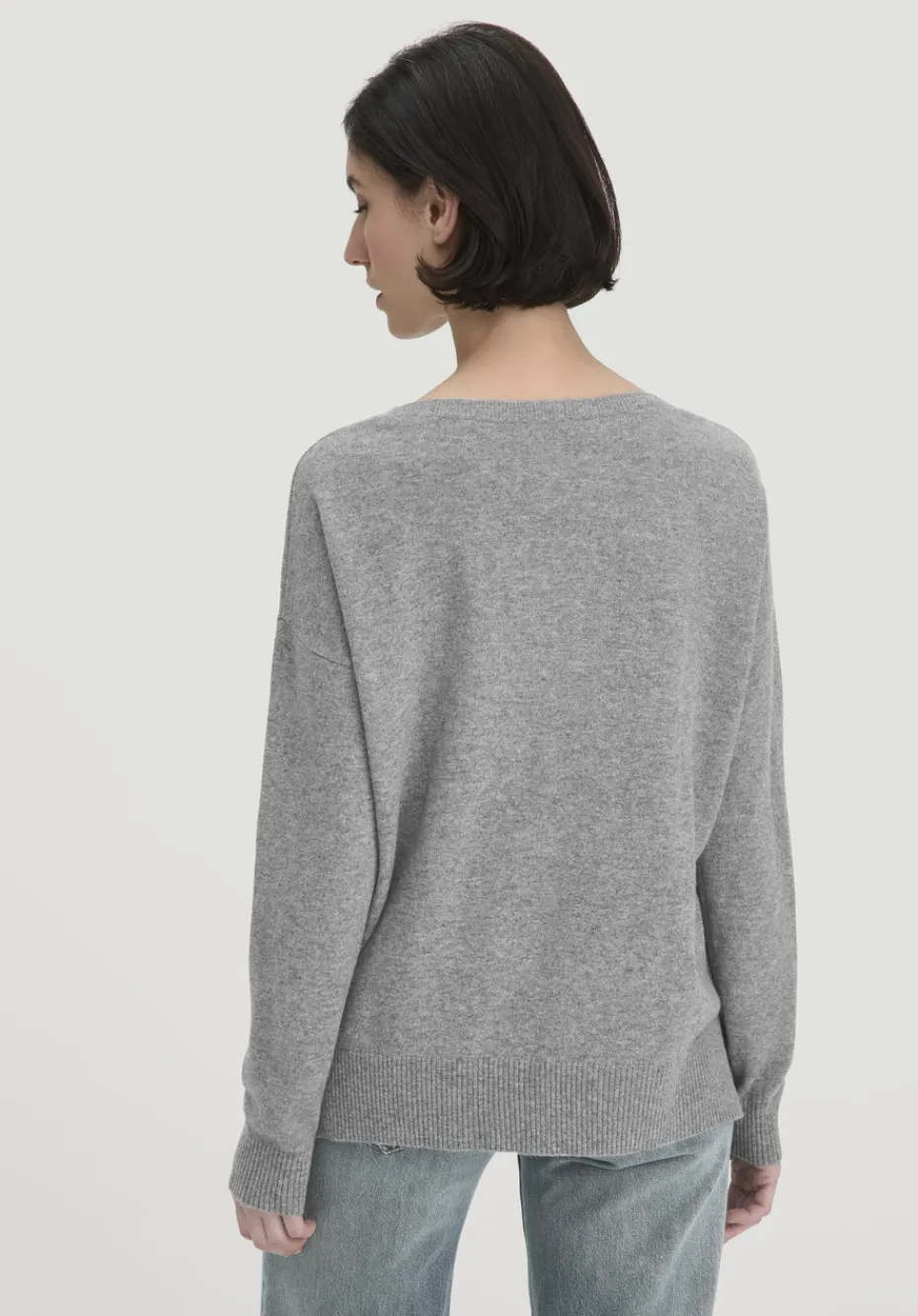 hessnatur Strick Pullover Oversized aus Bio-Merinowolle mit Cashmere von grau Outlet