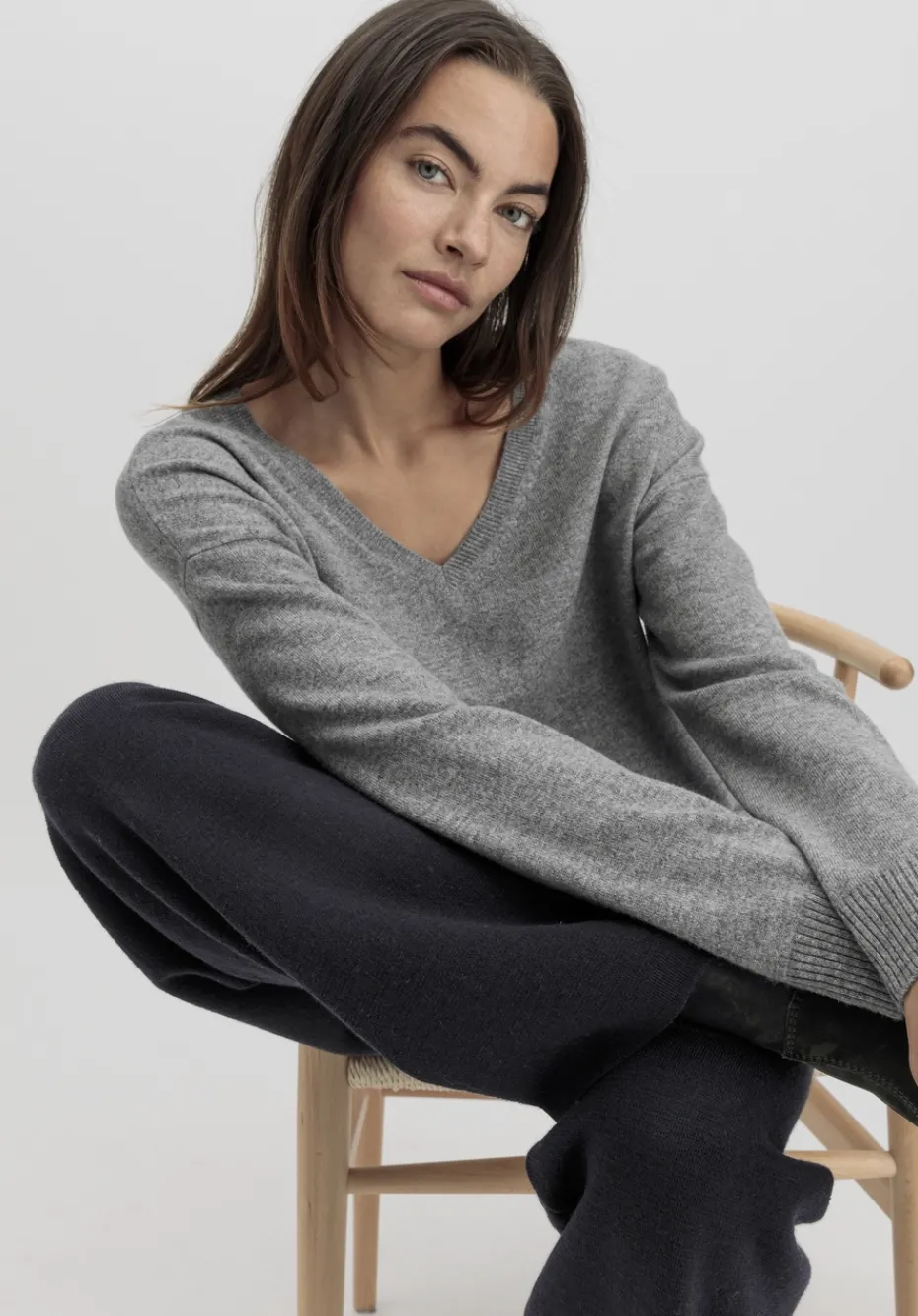 hessnatur Strick Pullover Oversized aus Bio-Merinowolle mit Cashmere von grau Outlet