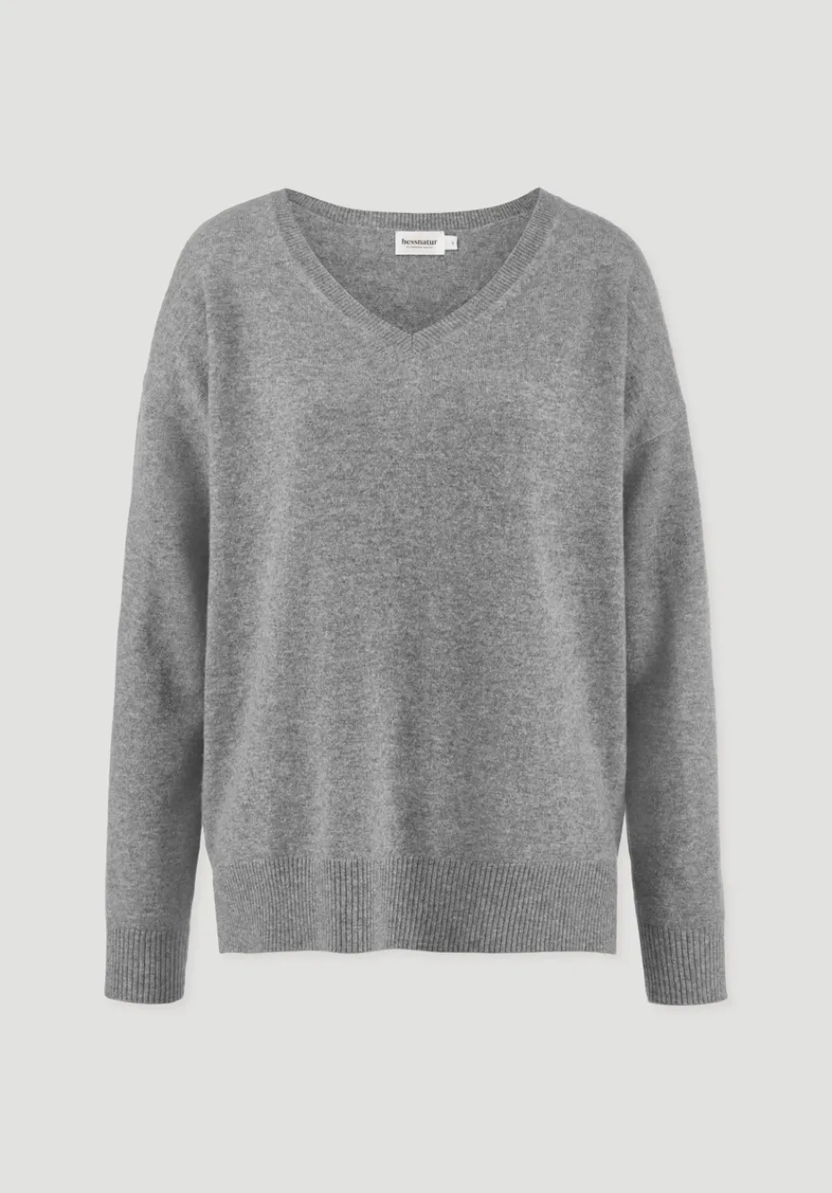 hessnatur Strick Pullover Oversized aus Bio-Merinowolle mit Cashmere von grau Outlet