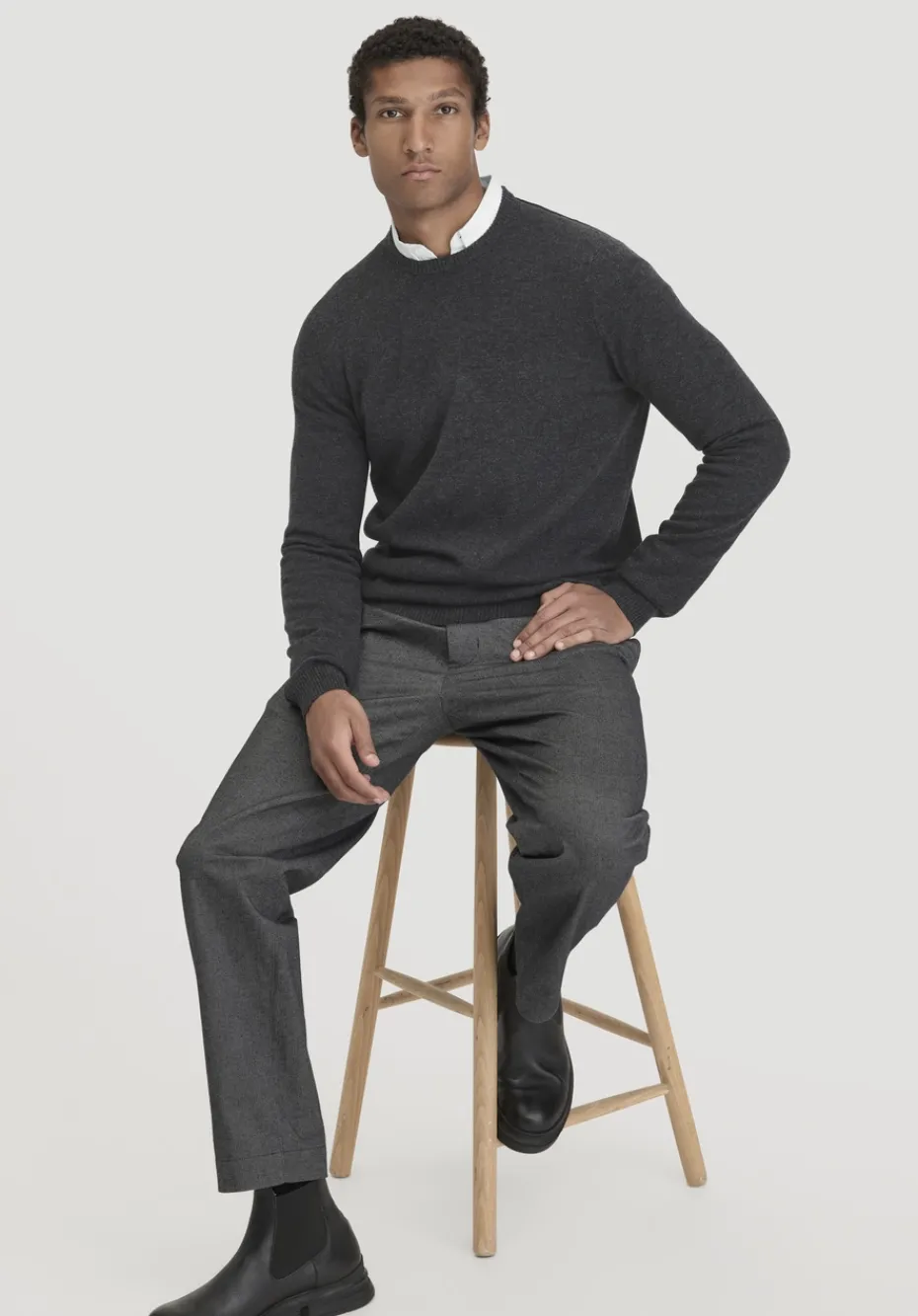 hessnatur Strick Pullover Regular aus Bio-Merinowolle mit Cashmere von anthrazit Clearance