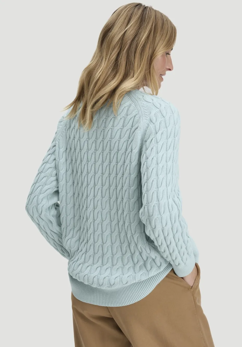 hessnatur Strick Pullover Regular aus reiner Bio-Baumwolle von perlblau