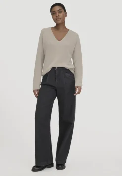 hessnatur Strick Pullover Regular aus reiner Bio-Baumwolle von taupe Clearance