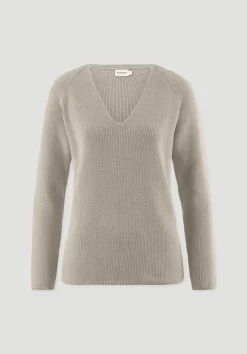 hessnatur Strick Pullover Regular aus reiner Bio-Baumwolle von taupe Clearance