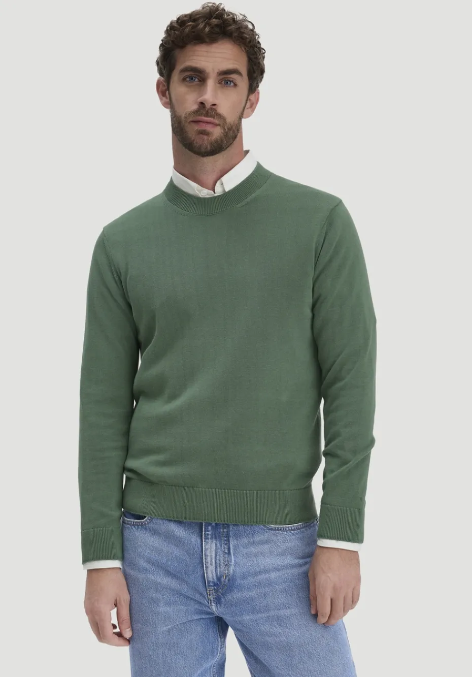 hessnatur Strick Pullover Regular aus reiner Bio-Baumwolle von efeugrün Sale